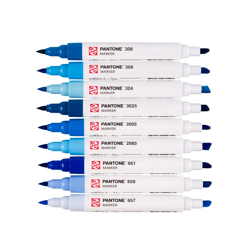 Sada obojstranných štetcových popisovačov Talens Pantone - 9 ks, Blue