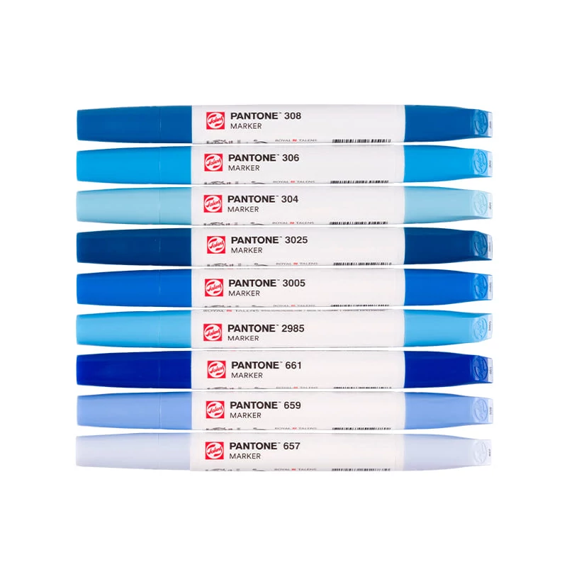Sada obojstranných štetcových popisovačov Talens Pantone - 9 ks, Blue
