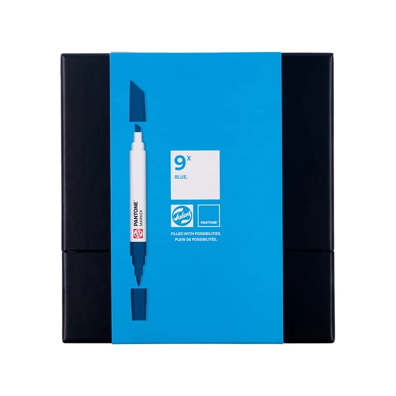 Sada obojstranných štetcových popisovačov Talens Pantone - 9 ks, Blue