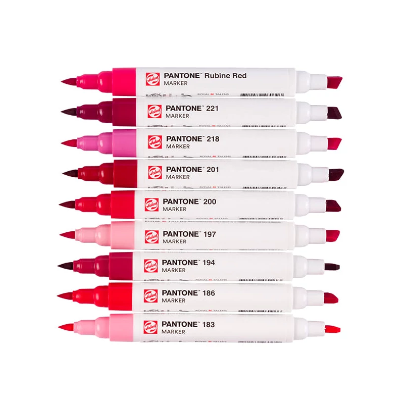 Sada obojstranných štetcových popisovačov Talens Pantone - 9 ks, Cool red