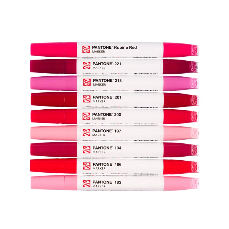 Sada obojstranných štetcových popisovačov Talens Pantone - 9 ks, Cool red