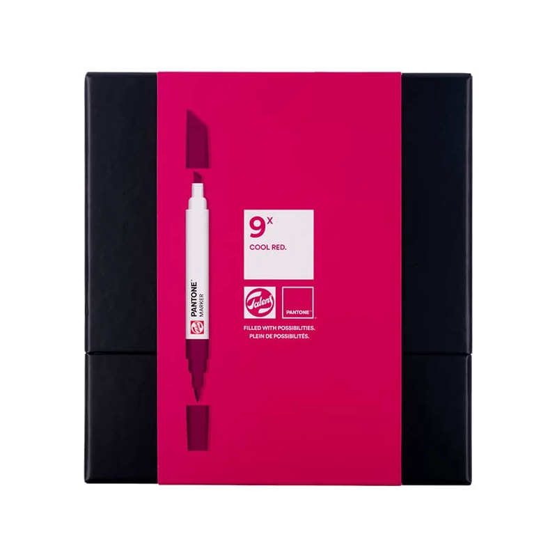 Sada obojstranných štetcových popisovačov Talens Pantone - 9 ks, Cool red