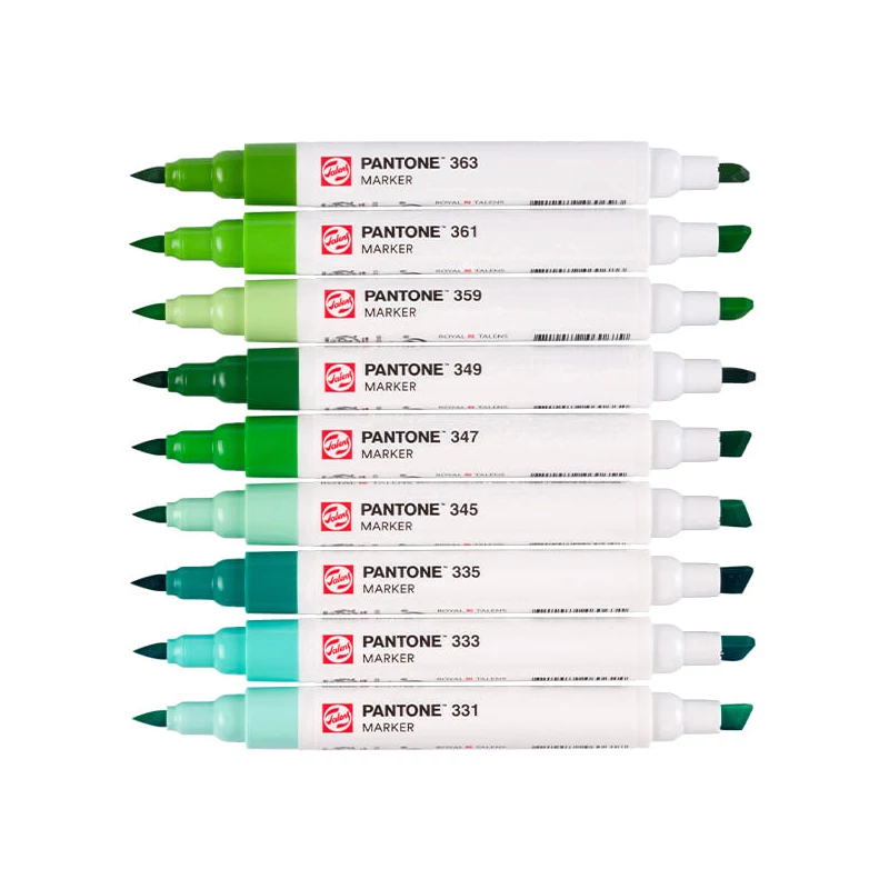 Sada obojstranných štetcových popisovačov Talens Pantone - 9 ks, Green