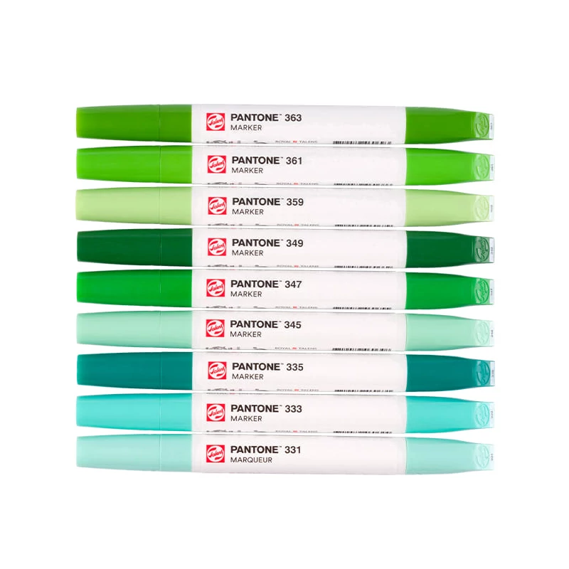 Sada obojstranných štetcových popisovačov Talens Pantone - 9 ks, Green
