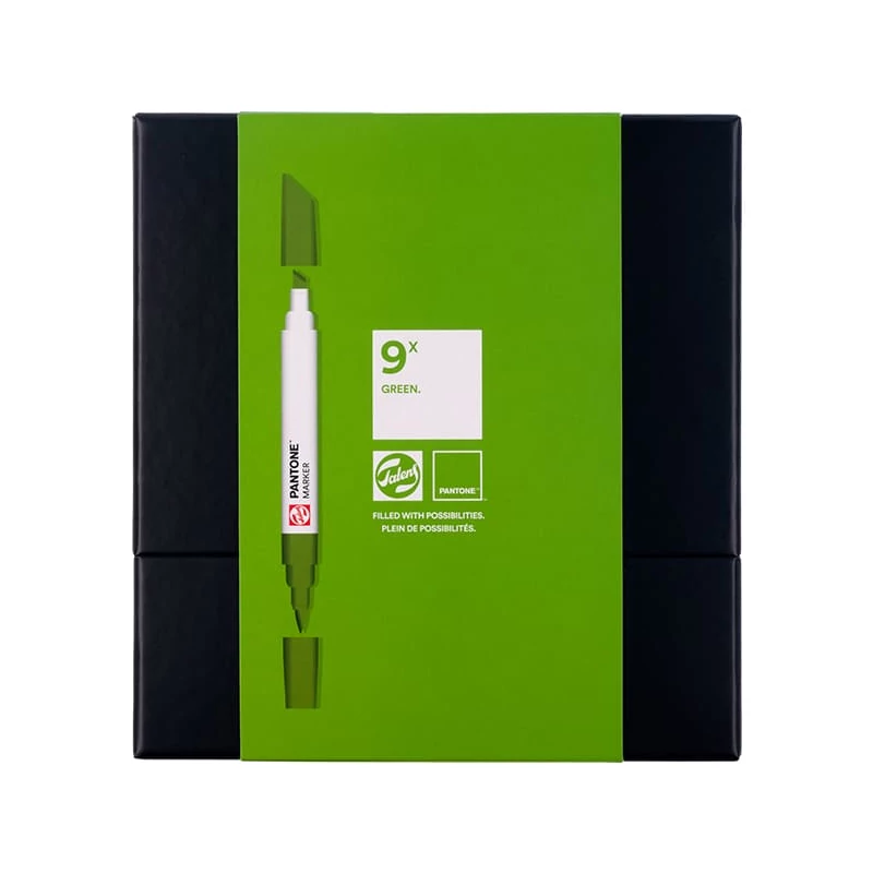 Sada obojstranných štetcových popisovačov Talens Pantone - 9 ks, Green