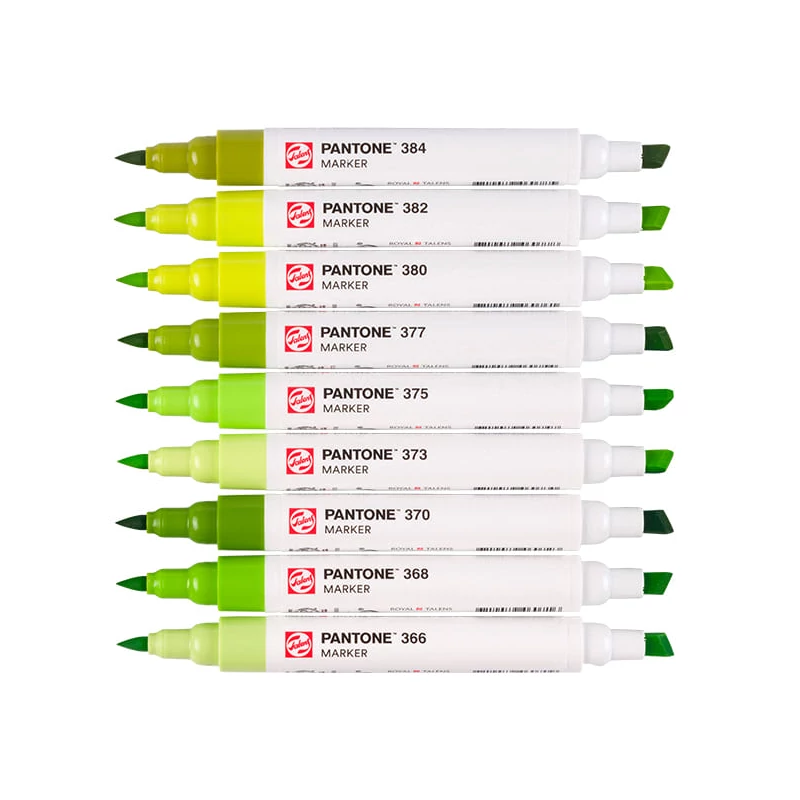 Sada obojstranných štetcových popisovačov Talens Pantone - 9 ks, Green yellow