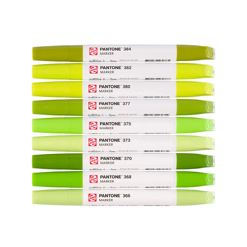 Sada obojstranných štetcových popisovačov Talens Pantone - 9 ks, Green yellow