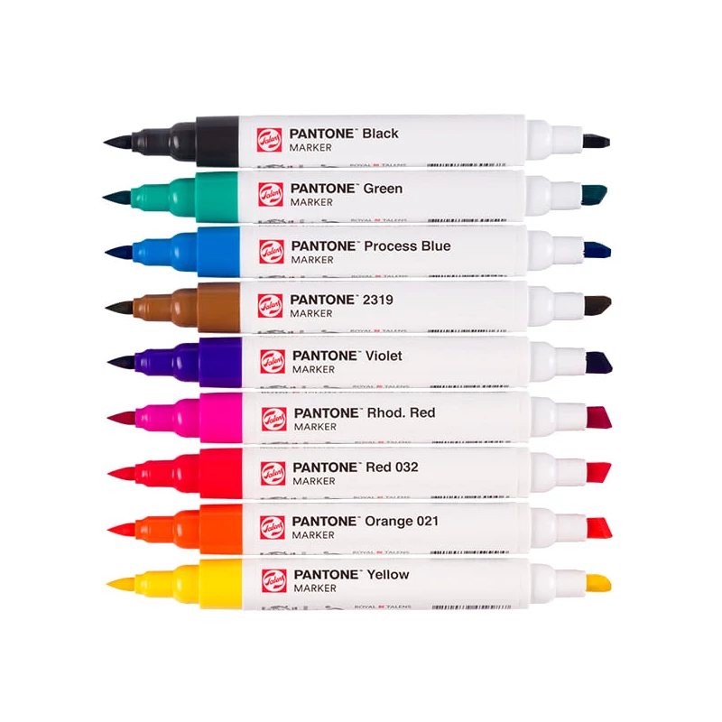 Sada obojstranných štetcových popisovačov Talens Pantone - 9 ks, Primary