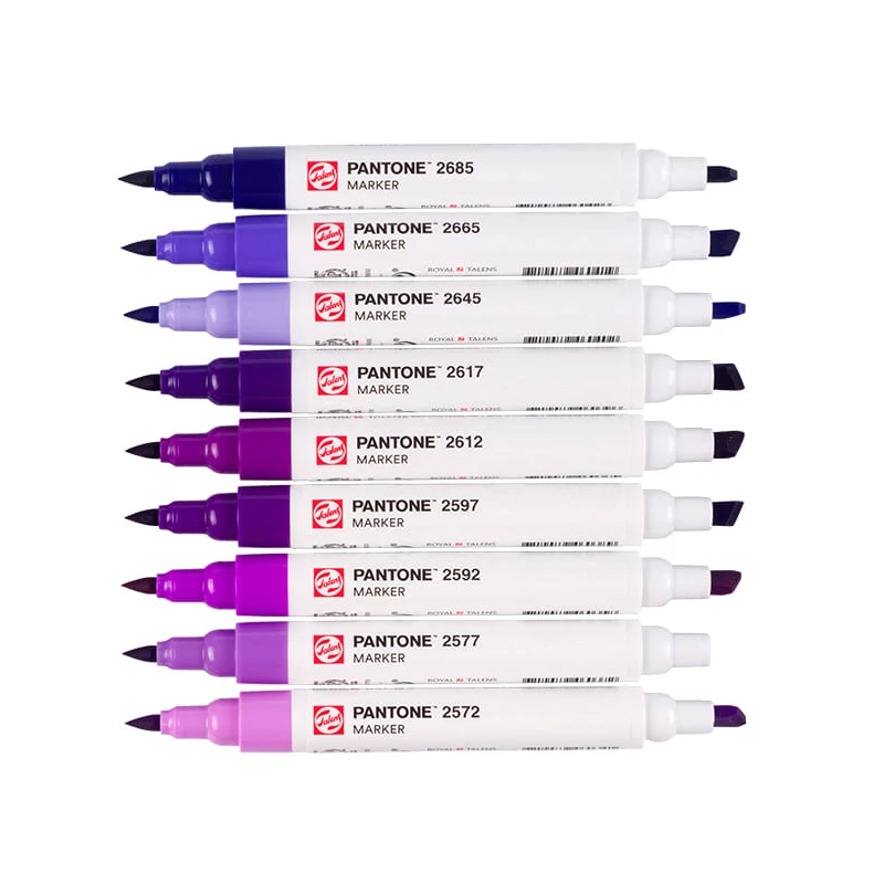 Sada obojstranných štetcových popisovačov Talens Pantone - 9 ks, Purple