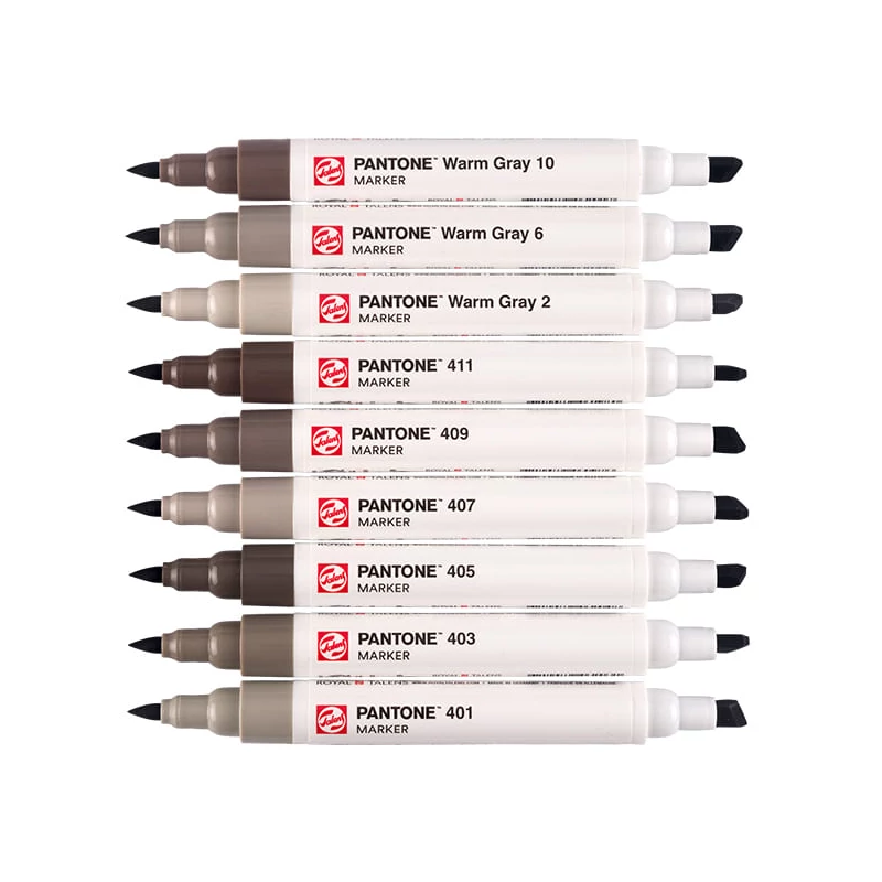 Sada obojstranných štetcových popisovačov Talens Pantone - 9 ks, Warm gray
