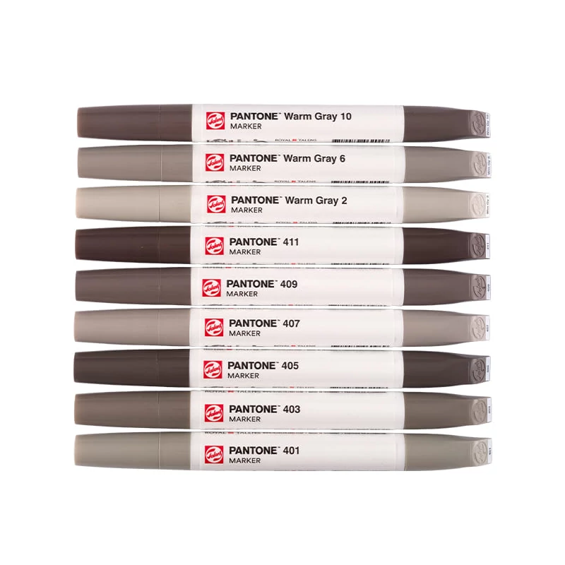 Sada obojstranných štetcových popisovačov Talens Pantone - 9 ks, Warm gray