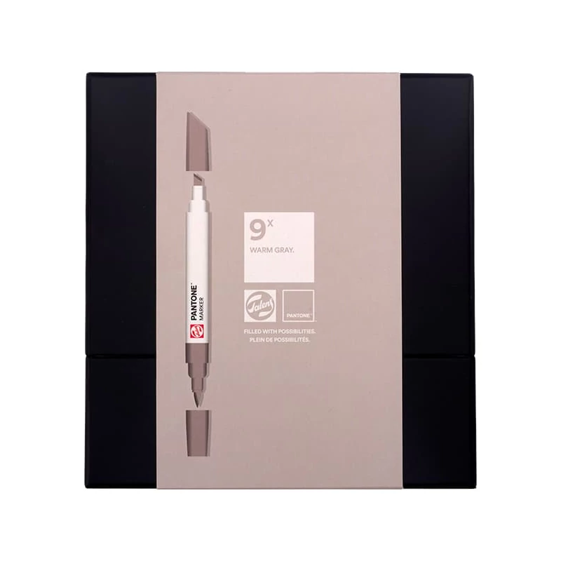 Sada obojstranných štetcových popisovačov Talens Pantone - 9 ks, Warm gray