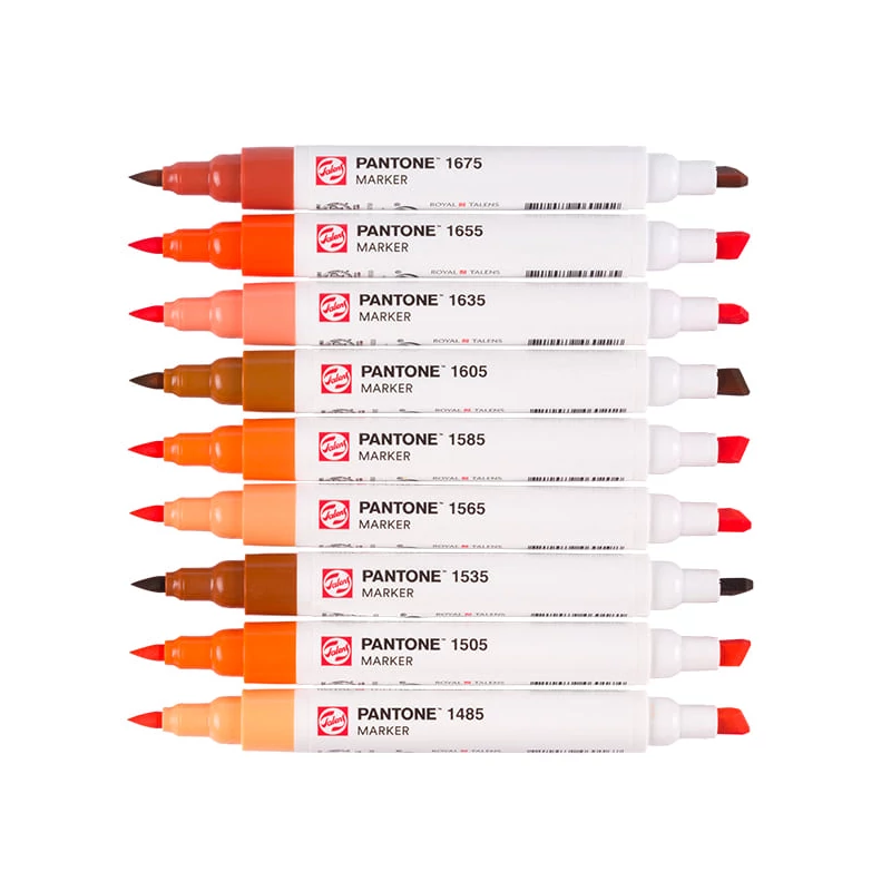 Sada obojstranných štetcových popisovačov Talens Pantone - 9 ks, Warm red