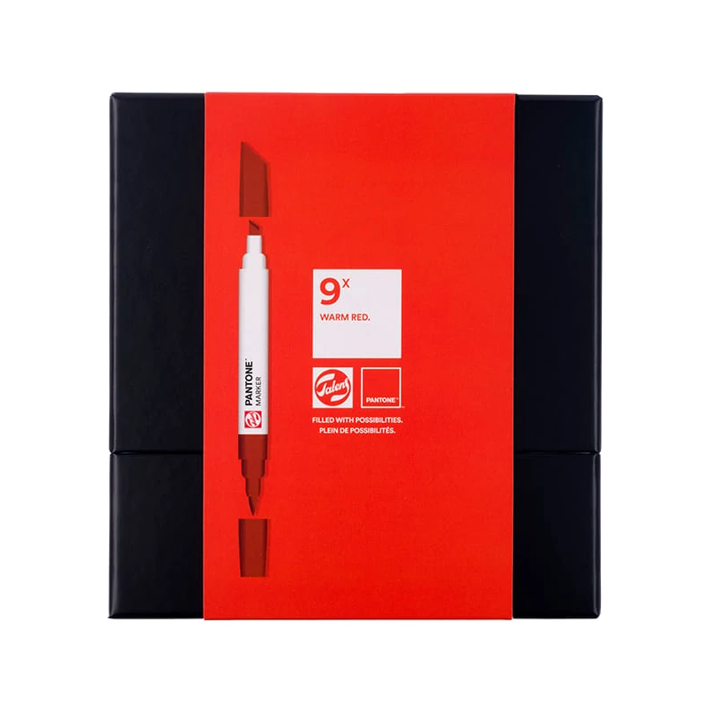 Sada obojstranných štetcových popisovačov Talens Pantone - 9 ks, Warm red