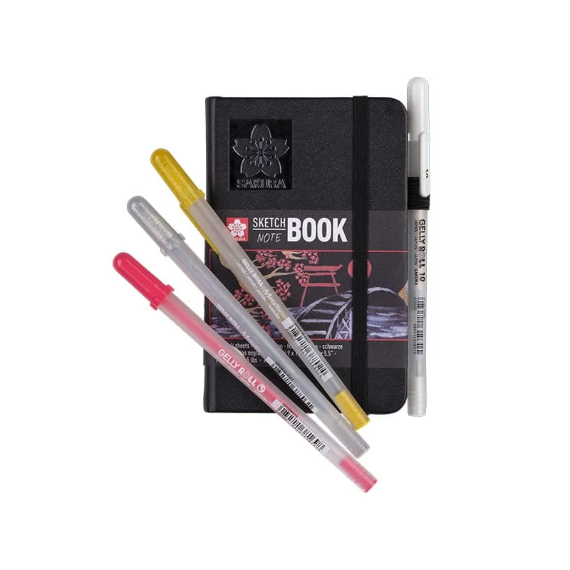Zápisník a skicár Sakura Sketch/note book, čierny papier - 9x14 cm