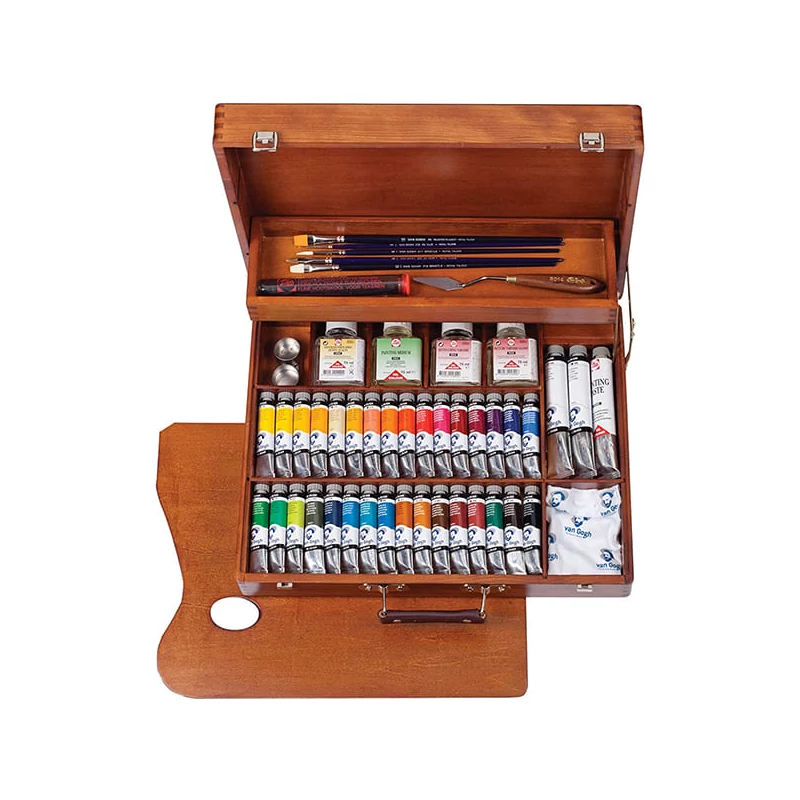 Sada olejových farieb Talens Van Gogh - 32x20 ml + 2x60 ml + doplnky, v drevenej krabičke