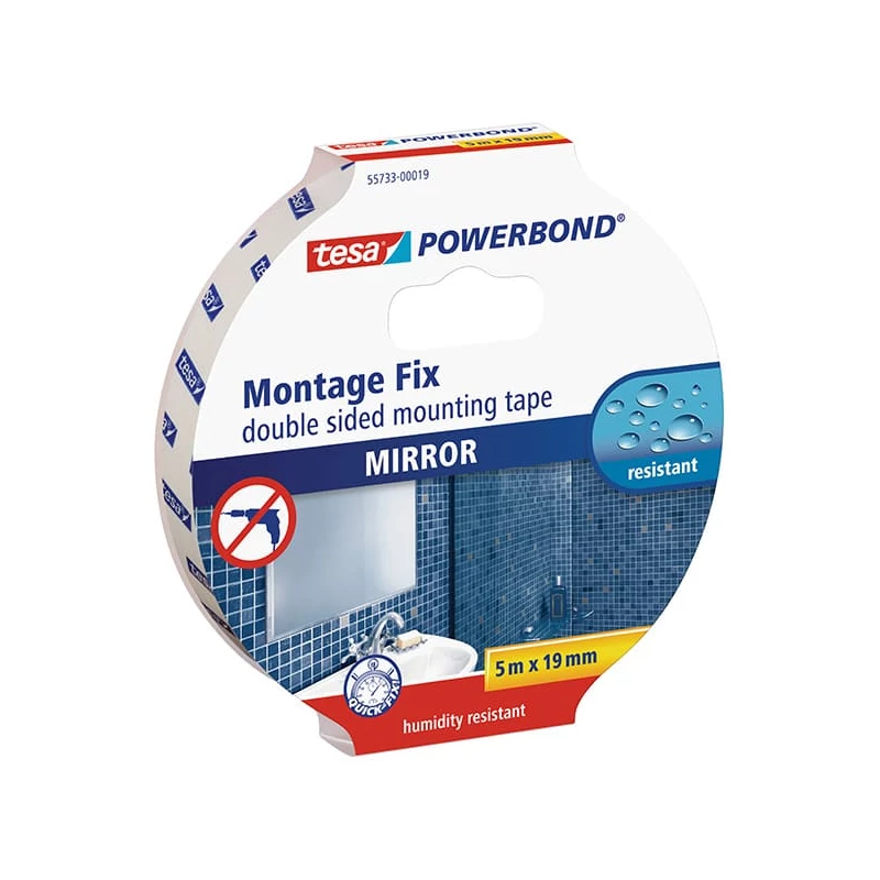 Obojstranná montážna páska Tesa 55733 Powerbond, na montáž zrkadiel, 19 mm x 5 m