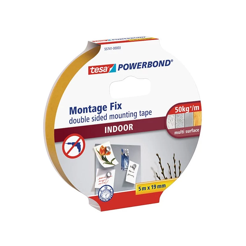 Obojstranná montážna páska Tesa 55741 Powerbond, vnútorná, biela, 19 mm x 5 m