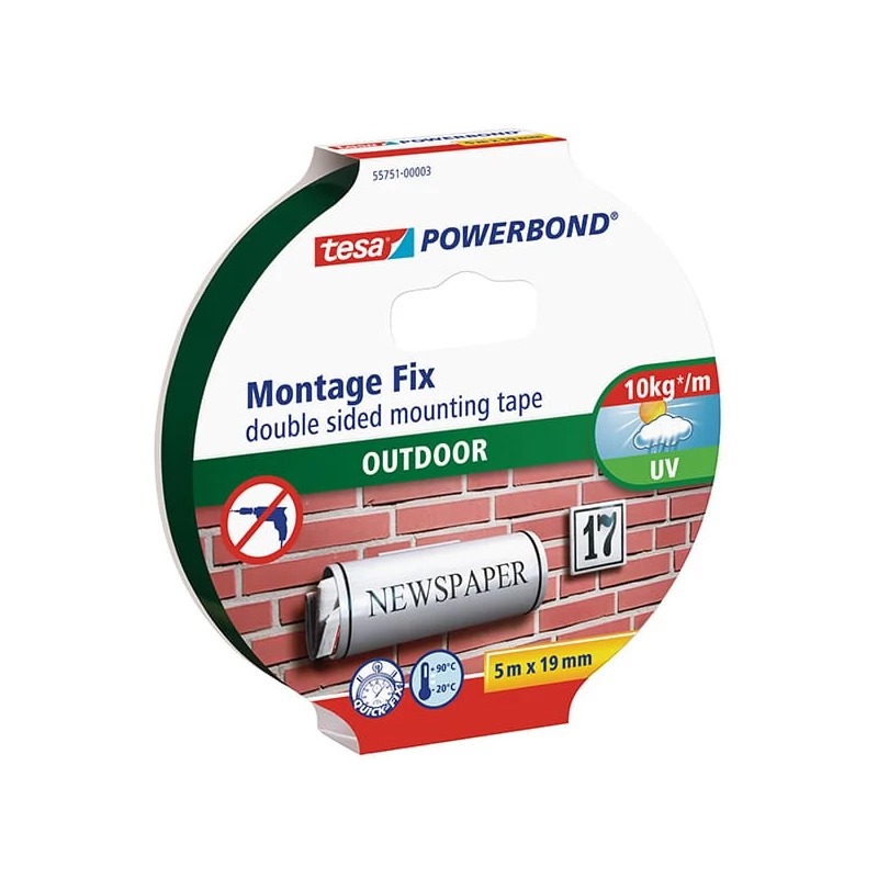 Obojstranná montážna páska Tesa 55751 Powerbond, vonkajšia, čierna, 19 mm x 5 m