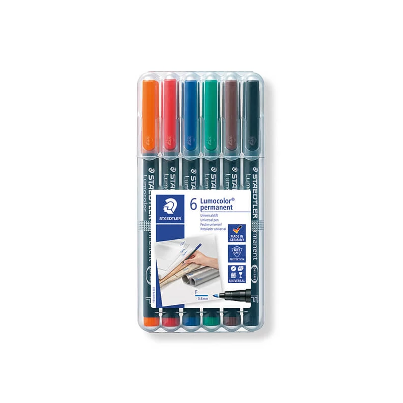 Sada alkoholových popisovačov, Staedtler, Lumocolor, 0,6 mm - 6 ks