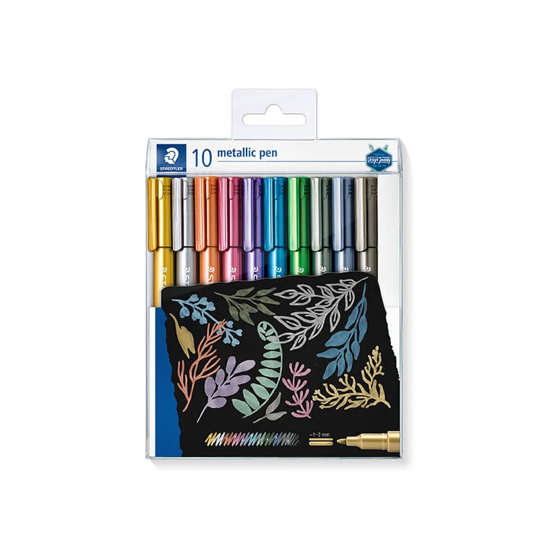 Sada dekoratívnych popisovačov, Staedtler, Design Journey, 1-2mm, metalíza - 10 ks