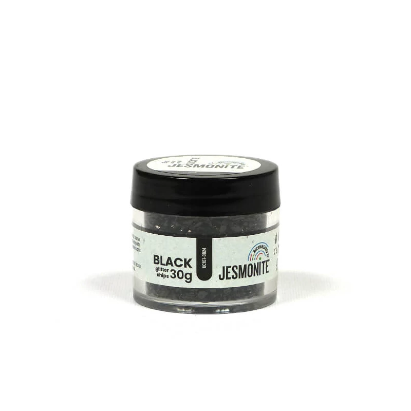 Sklenené granule Jesmonite Glitter Chips, 30 g - čierna