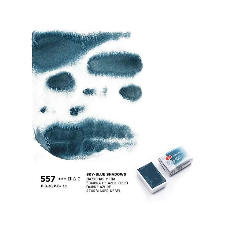 Akvarelová farba v panvičke White Nights, 2,5 ml, granulačná - 557, sky blue shadows