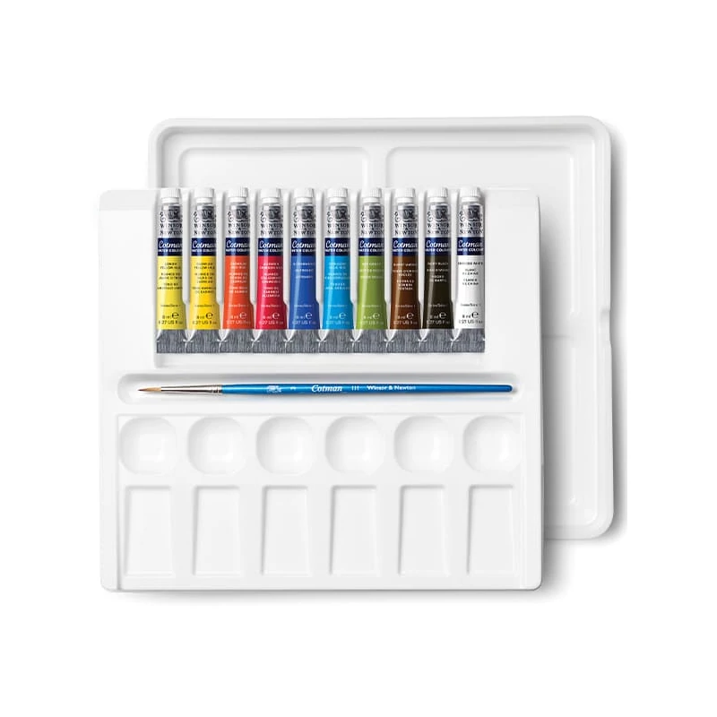 Sada akvarelových farieb Winsor&Newton Cotman  10x8 ml + štetec - Palette
