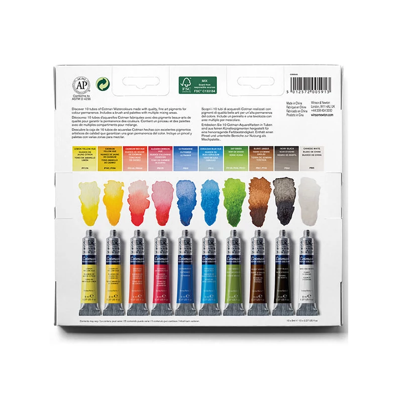 Sada akvarelových farieb Winsor&Newton Cotman  10x8 ml + štetec - Palette