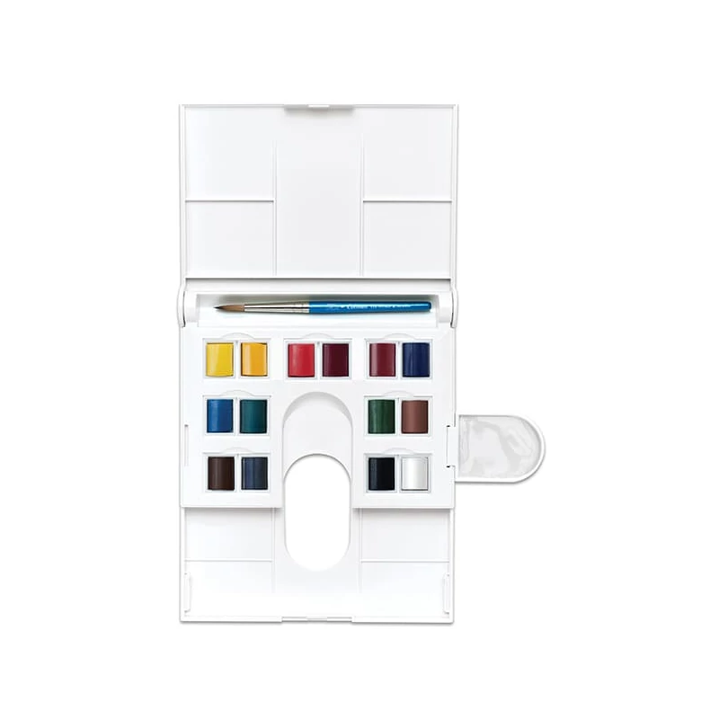 Sada akvarelových farieb Winsor&Newton Cotman Compact Box, 14x1/2 panvičky + štetec