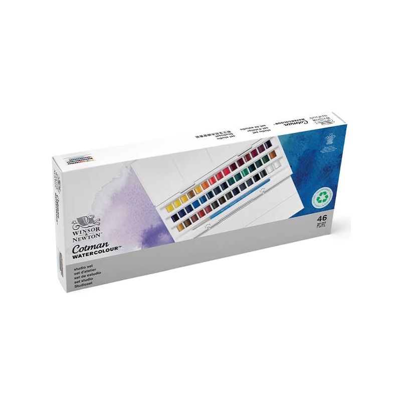Sada akvarelových farieb Winsor&Newton Cotman, 45x1/2 + ecset - Studio