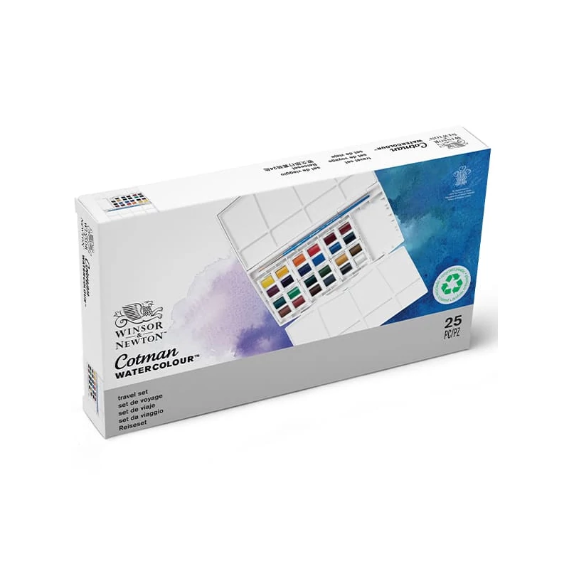 Sada akvarelových farieb Winsor&Newton Cotman Painting Plus, 24x1/2 panvičiek + štetec