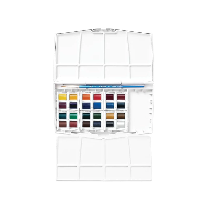 Sada akvarelových farieb Winsor&Newton Cotman Painting Plus, 24x1/2 panvičiek + štetec
