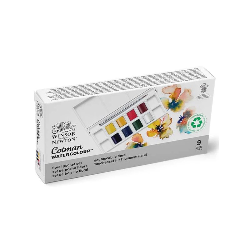 Sada akvarelových farieb Winsor&Newton Cotman Pocket Set, 8x1/2 panvičiek+ štetec- Floral