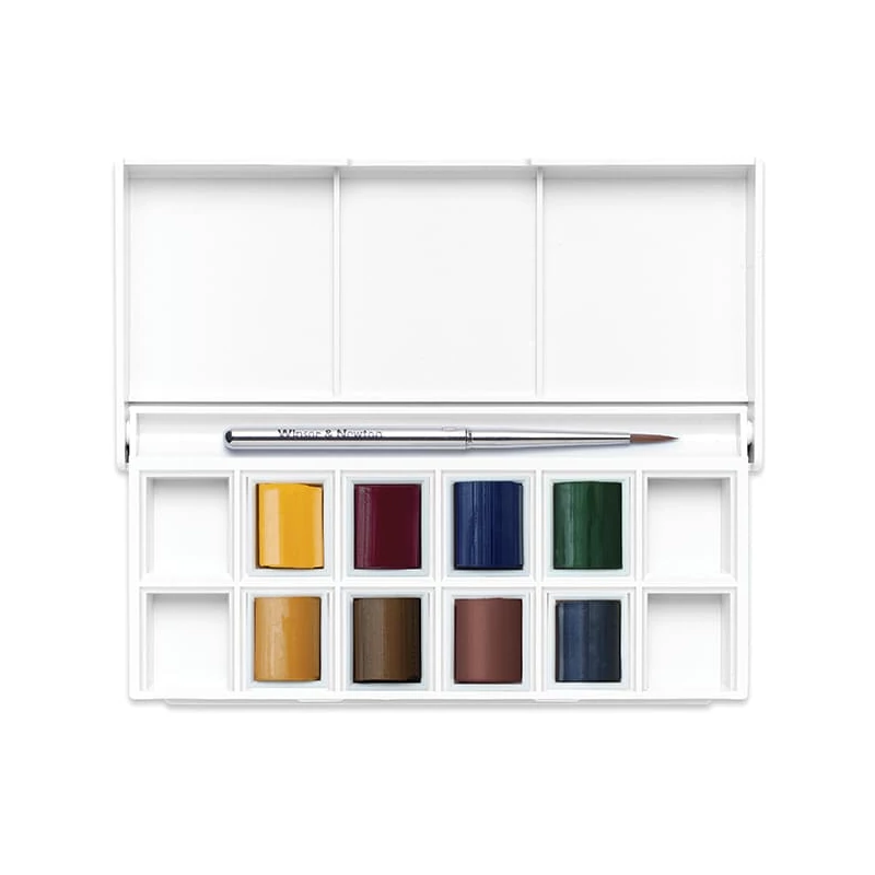 Sada akvarelových farieb Winsor&Newton Cotman Pocket Set, 8x1/2 panvičiek+ štetec - Landscape