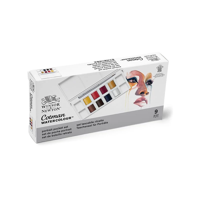 Sada akvarelových farieb Winsor&Newton Cotman Pocket Set, 8x1/2 panvičiek + štetec - Portrait