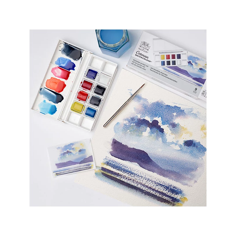 Sada akvarelových farieb Winsor&Newton Cotman Pocket Set, 8x1/2 panvičiek+ štetec- Skyscape